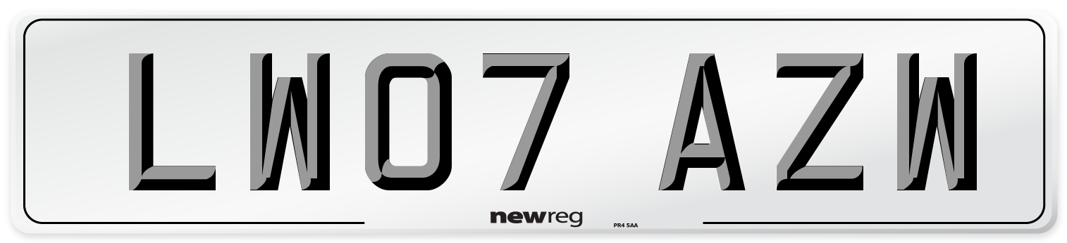 LW07 AZW Number Plate from New Reg